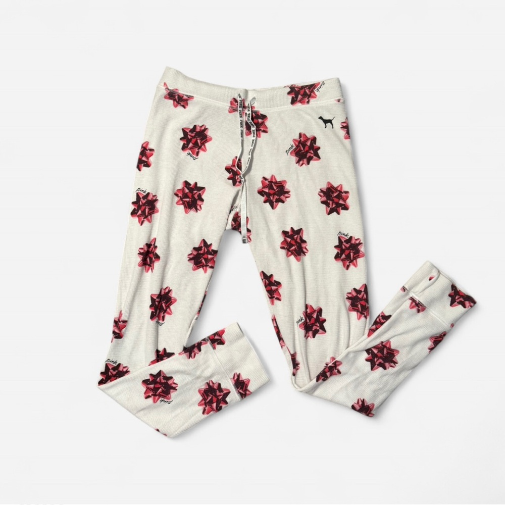 Victoria's Secret Pink Pajama Bottoms with Red Bow Design